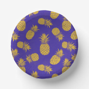 Modern Tropical Pineapple Watercolor Paper Plate