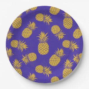 Modern Tropical Pineapple Watercolor Paper Plate
