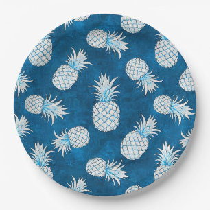 Modern Tropical Pineapple Watercolor Paper Plate