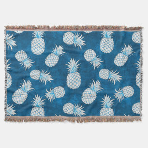 Modern Tropical Pineapple Watercolor Throw Blanket