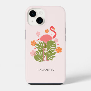 Modern Tropical Pink Flamingo iPhone 14 Case