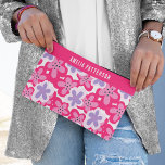Modern Tropical Pink Floral Personalised Name Accessory Pouch<br><div class="desc">Modern Tropical Pink Floral Pattern Personalised Name Accessory Pouch Cosmetic Bag Toiletry Bag features a bright pink, purple and white tropical flower pattern. Personalised with your name. Make a great gift for birthday, Christmas, holidays, Mother's Day and back to school. Perfect for back to school, sports, gym, travel and more....</div>