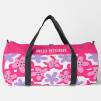 Modern Tropical Pink Floral Personalised Name