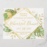 Modern Tropical Rehearsal Dinner Gold