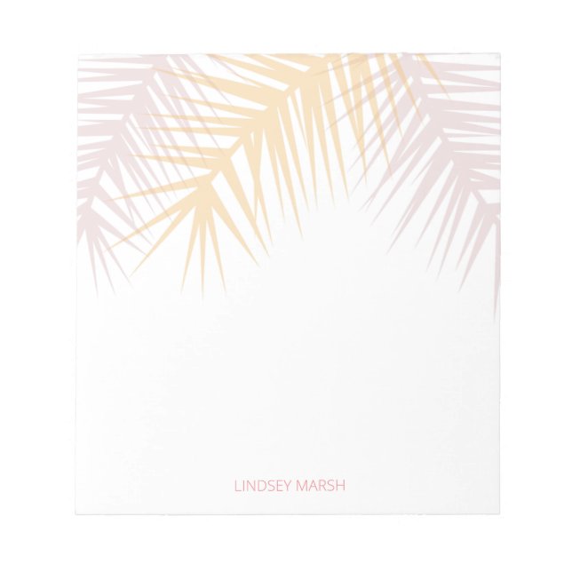 Modern tropical rosé palm leaves notepad (Front)