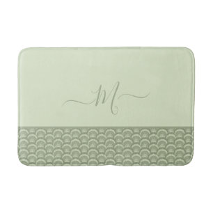 Modern Tropical Sage Green Seashell Shell Elegant  Bath Mat