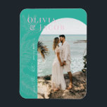 Modern Tropical Save the Date Magnet<br><div class="desc">This Save the Date Magnet from the Leilani Collection features bright, bold colours and modern typography framing your engagement photo, sure to make a lasting impression on your guests! Personalise it with your details easily and quickly. Simply press the 'customise it' button to further re-arrange and format the style and...</div>