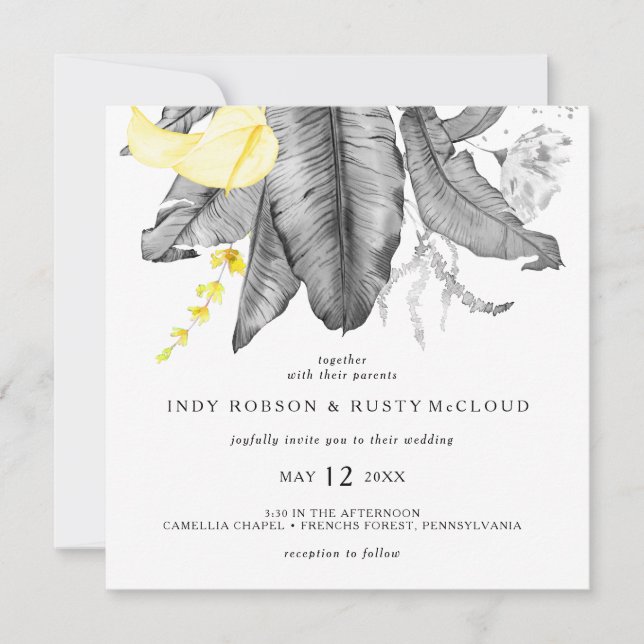 Modern Tropical Square Wedding Invitation (Front)