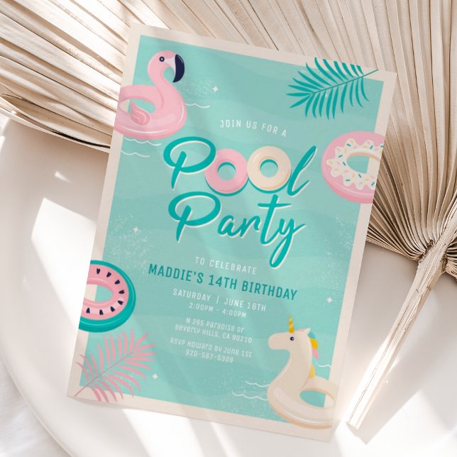 Modern Tropical Summer Pool Party Invitation (Creator Uploaded)