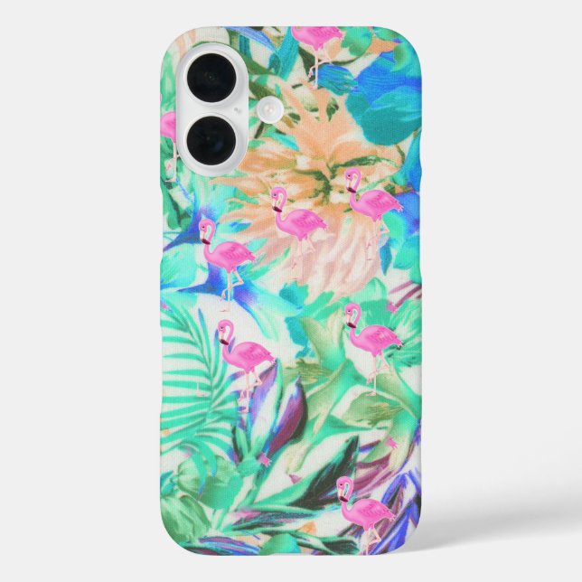 Modern tropical teal pink floral flamingo Case-Mate iPhone case (Back)