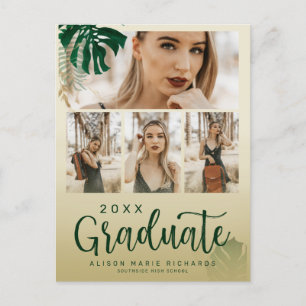 Modern Tropical Theme and Custom Photos Graduation Announcement Postcard