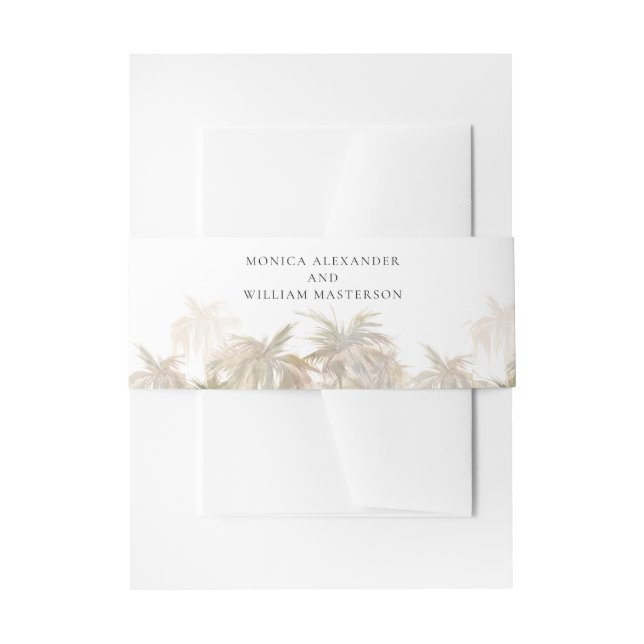Modern Tropical Trees Typograph Wedding Invitation Belly Band (Front Example)