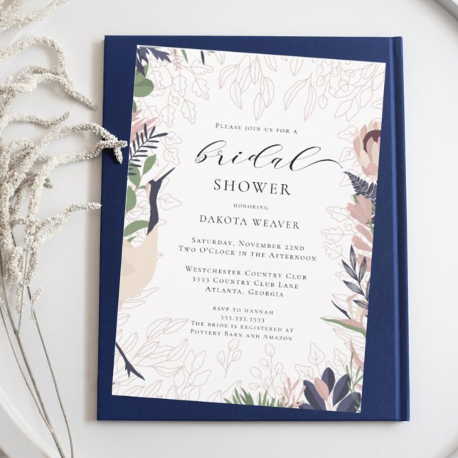 Modern Tropical Watercolor Greenery Bridal Shower Invitation (Creator Uploaded)