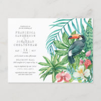 Modern Tropical Watercolor Leaves & Toucan Wedding