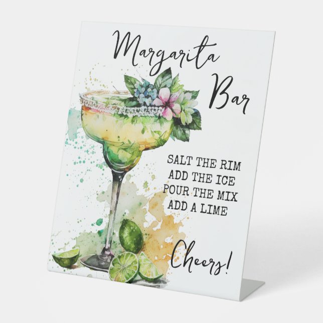 Modern Tropical Watercolor Margarita Bar Sign (Front)