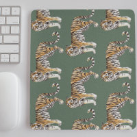 Modern Tropical Watercolor Tigers Wild Pattern