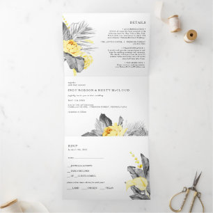 Modern Tropical Wedding All In One Tri-fold Invitation