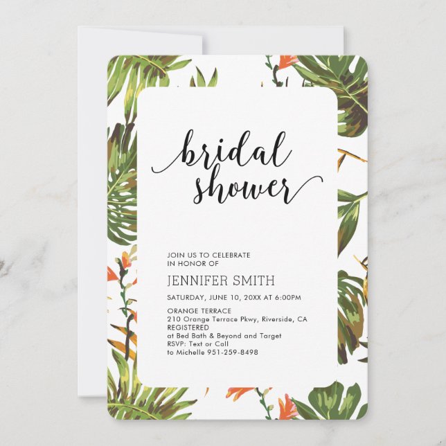 Modern Tropical Wedding Bridal Shower Invitation (Front)