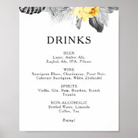 Modern Tropical Wedding Drinks Menu Sign
