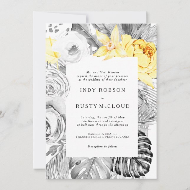 Modern Tropical Wedding Invitation (Front)