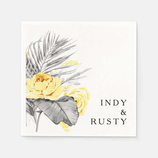 Modern Tropical Wedding Napkins (Front)