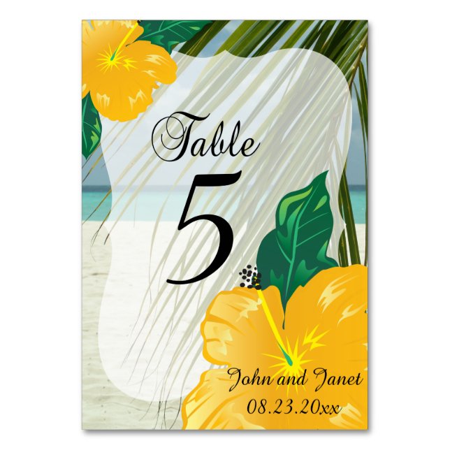 Modern Tropical Wedding  | Personalise Table Number (Front)