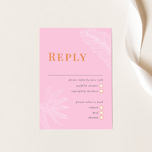 Modern Tropical Wedding RSVP Card with Meal Choice