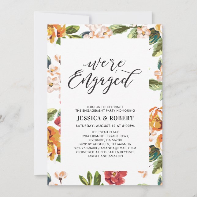 Modern Tropical | "We're Engaged" Engagement Party Invitation (Front)
