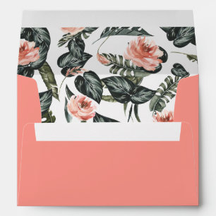 Modern Tropics Coral Pink Return Address Envelope