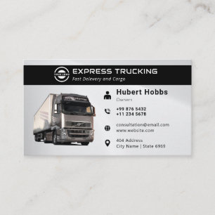 Modern Trucking Business Black Grey Business Card
