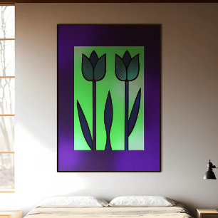 Modern Tulip Duo: Minimalist Garden Poster