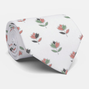 Modern Tulip Floral  Minimalist  Tie