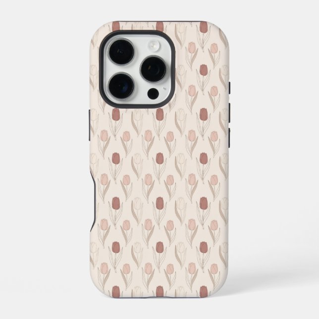 Modern Tulip Floral Pattern iPhone Case (Back)