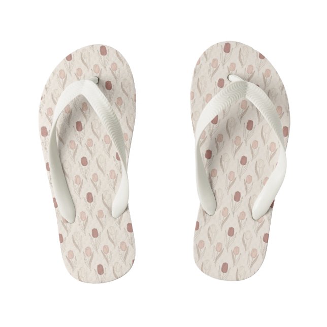 Modern Tulip Floral Pattern Kid's Jandals (Footbed)