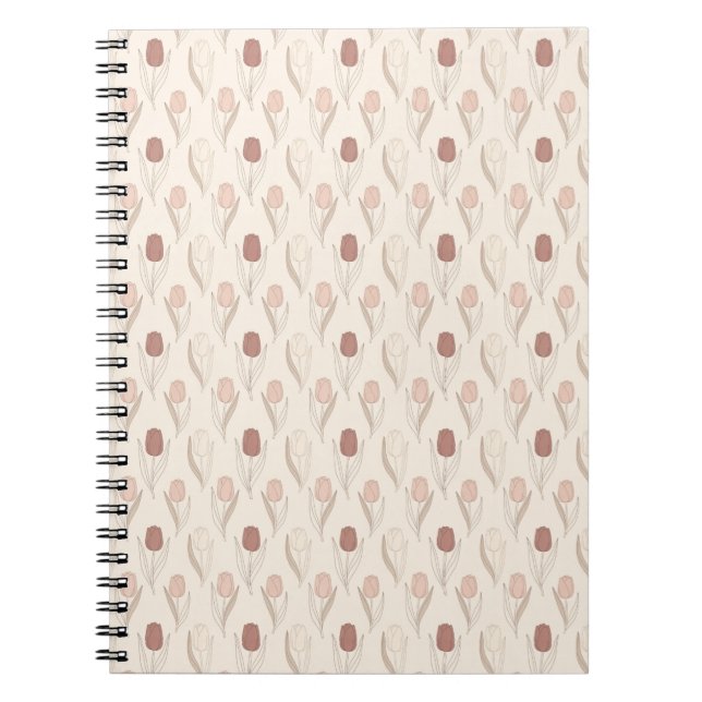 Modern Tulip Floral Pattern Notebook (Front)