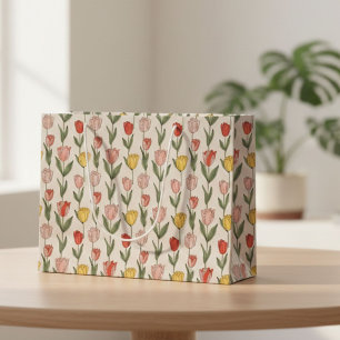 Modern Tulip Floral Pattern Soft Botanical Spring Large Gift Bag