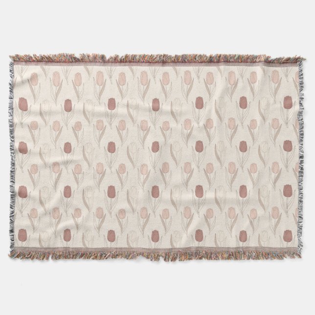 Modern Tulip Floral Pattern Throw Blanket (Front)