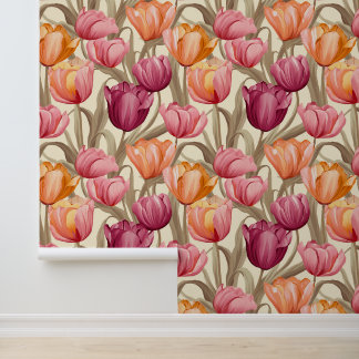 Modern Tulip Floral Wallpaper