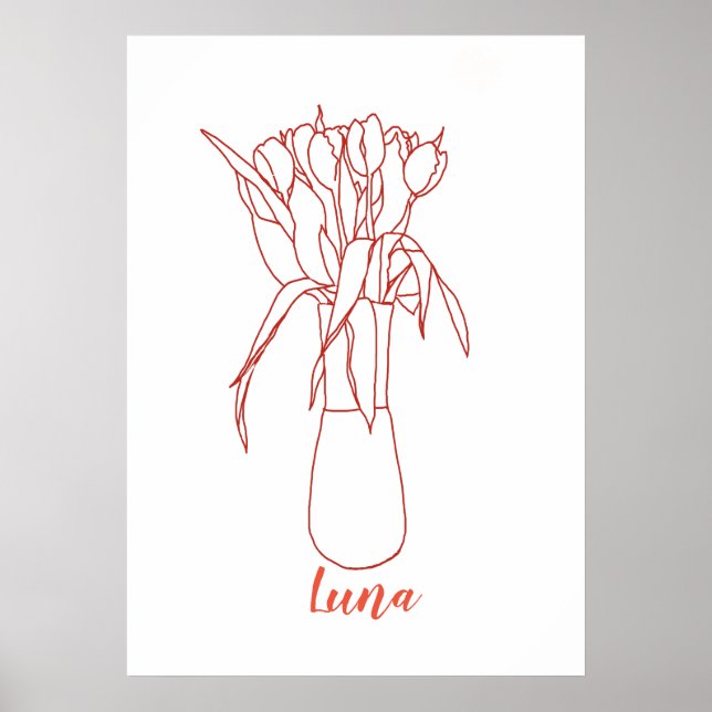 Modern Tulip Line Original  Illustration For Her  Poster (Front)