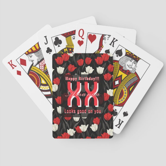 Modern Tulip Themed First Birthday Gift Playing Cards (Back)