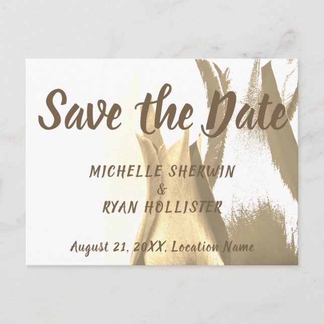 Modern Tulip Wedding Floral Save the Date Announcement Postcard (Front)