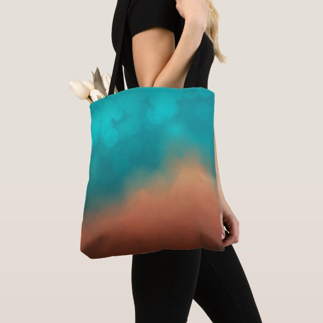 Modern Turquoise Abstract Art Tote Bag (Close Up)