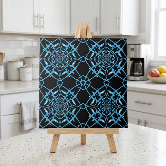 Modern Turquoise and Black Abstract Geometric Tile (Creator Uploaded)
