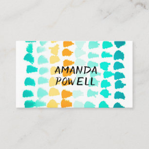 modern turquoise and orange abstract pattern business card