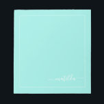 Modern Turquoise and White Girly Script Name   Notepad<br><div class="desc">Add your custom name to this elegant minimalistic simple notepad. Feel free to customize and personalize. Edit and color options are available.</div>