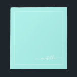 Modern Turquoise and White Girly Script Name   Notepad<br><div class="desc">Add your custom name to this elegant minimalistic simple notepad. Feel free to customize and personalize. Edit and color options are available.</div>