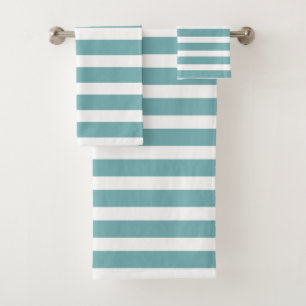 Modern Turquoise and White Stripes  Bath Towel Set