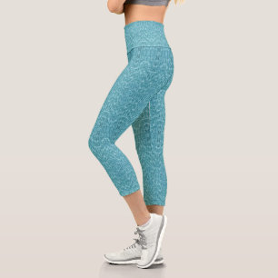 Modern Turquoise Aqua Abstract Pattern Capri Leggings
