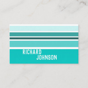 modern turquoise aqua stripes bold custom business card