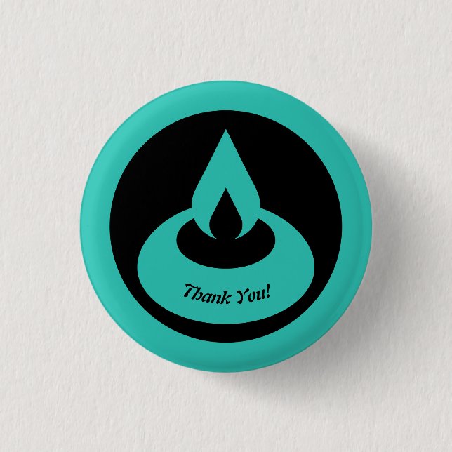 Modern Turquoise & Black Oil Light Thank You! 3 Cm Round Badge (Front)